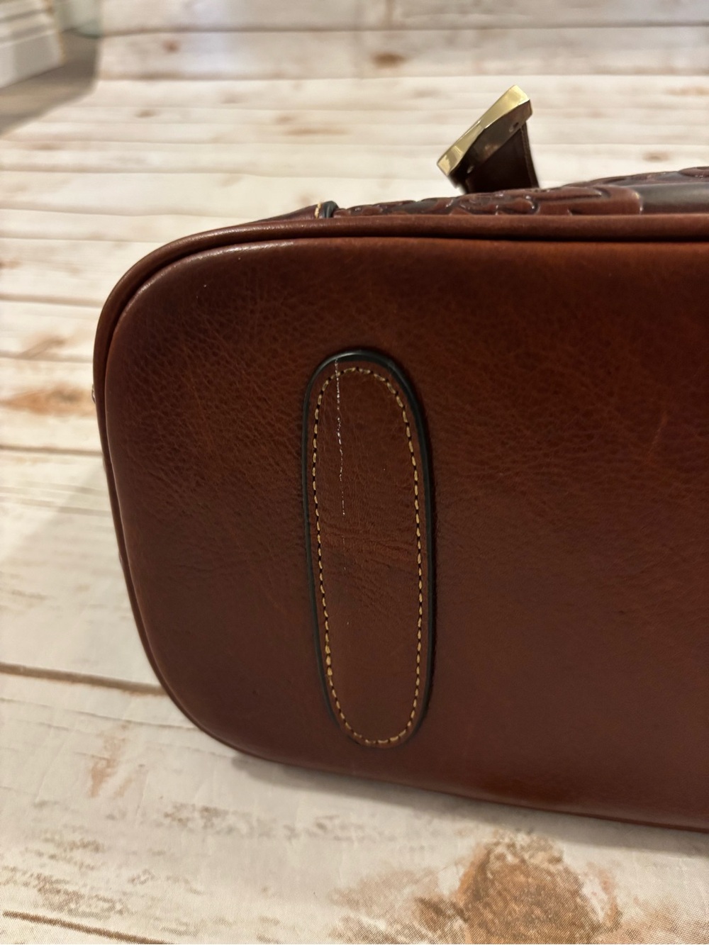 PIJUSHI Embossed Genuine Brown Leather Satchel and Crossbody Bag/Wristlet Set - Picture 14 of 16